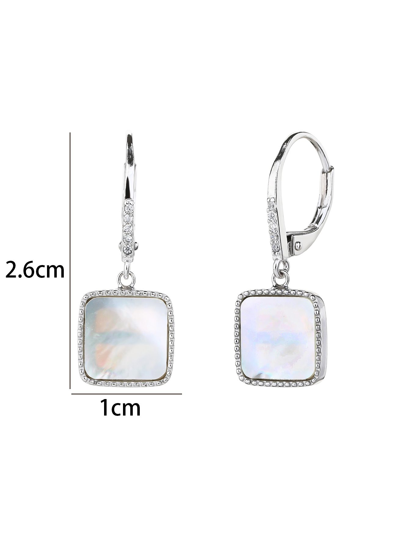 Pearl-effect Square Pendant Dangle Earrings 2