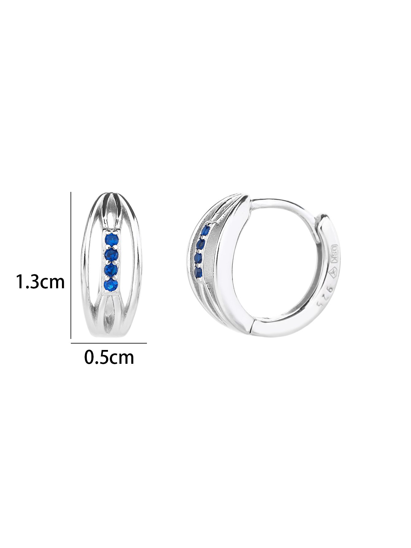 Hoop Earrings with Blue Stone Band Design 2