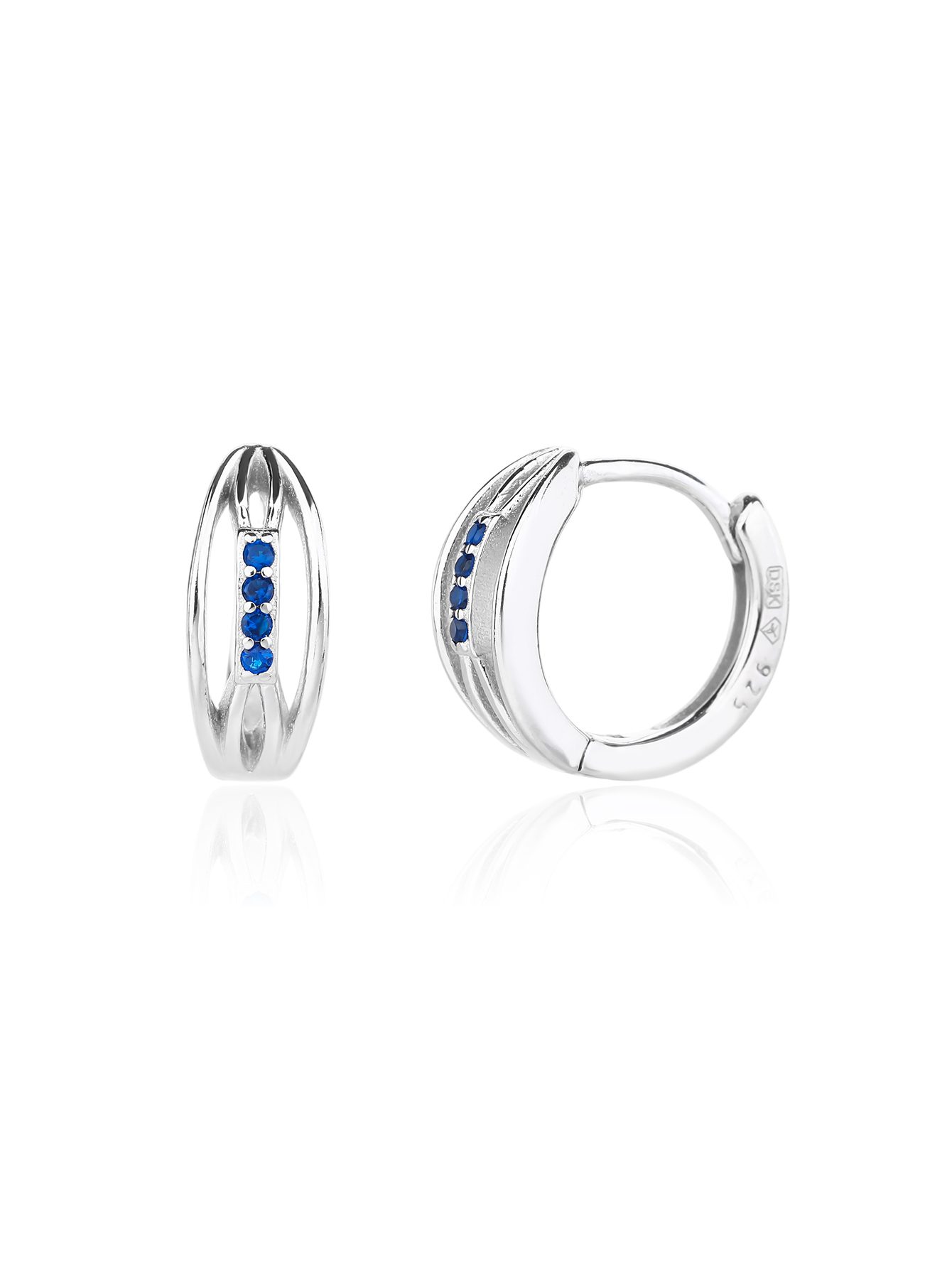Hoop Earrings with Blue Stone Band Design 3