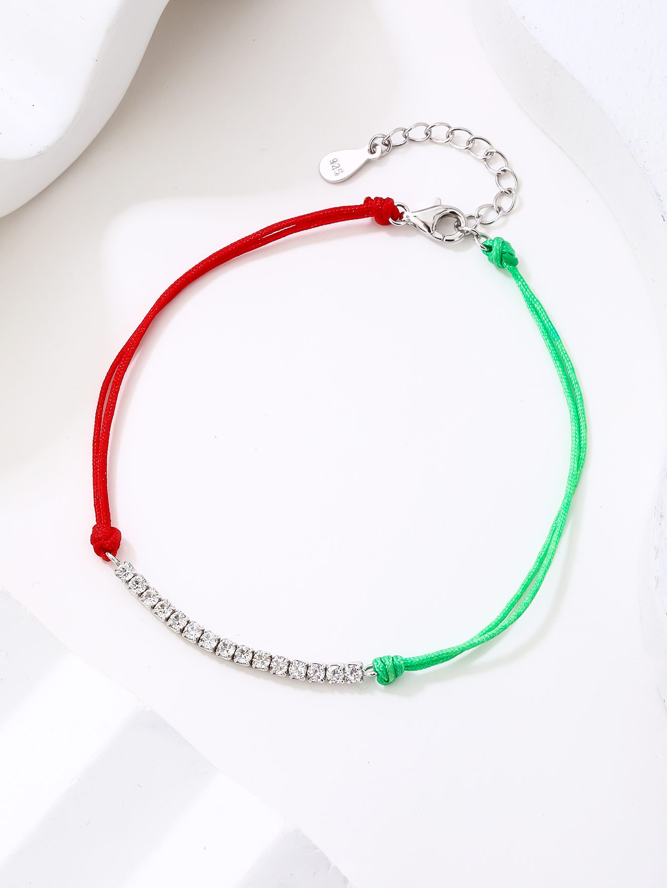 National Light Tricolor Bracelet with Zirconia Strips and Cord