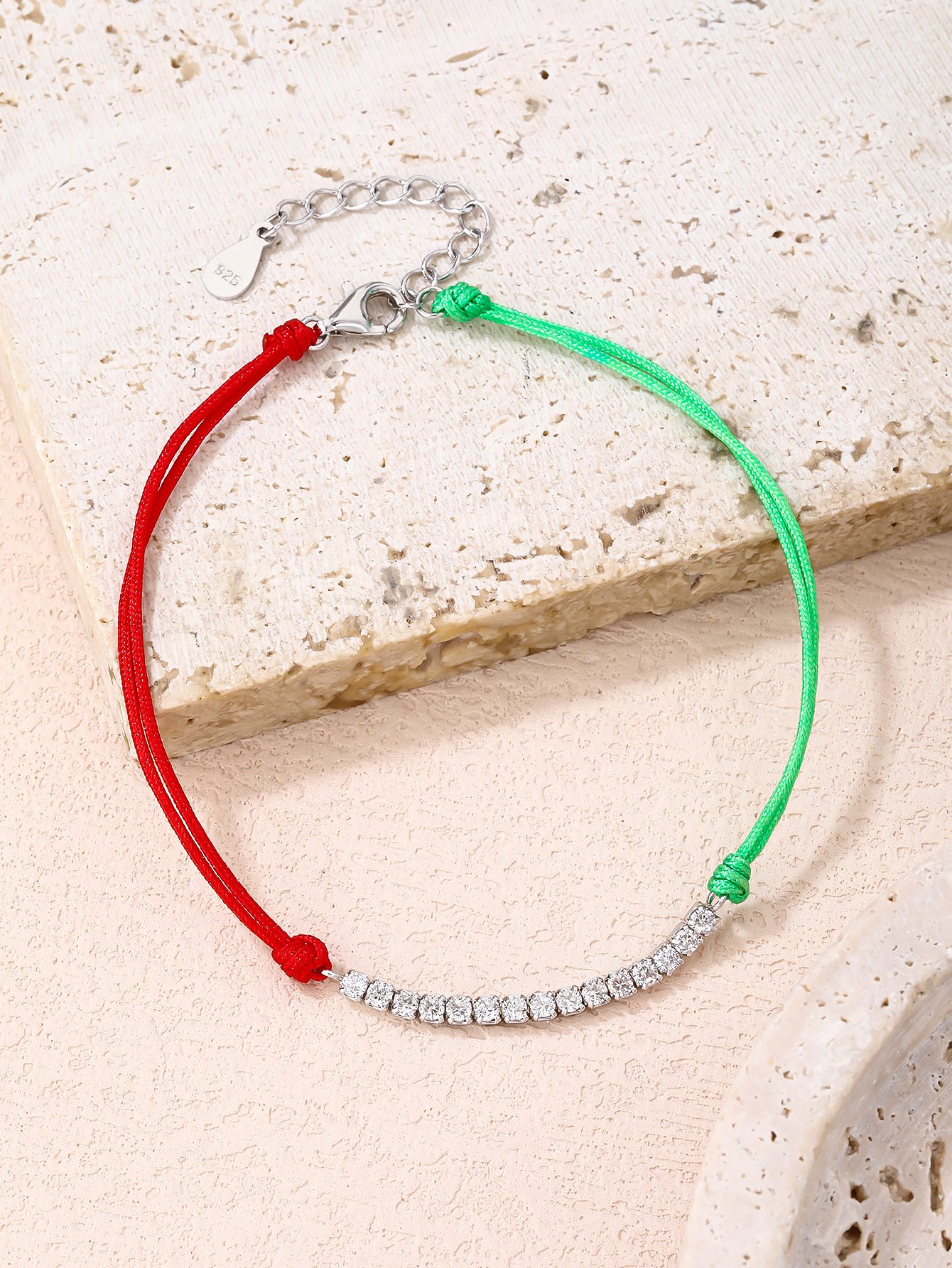 National Light Tricolor Bracelet with Zirconia Strips and Cord3