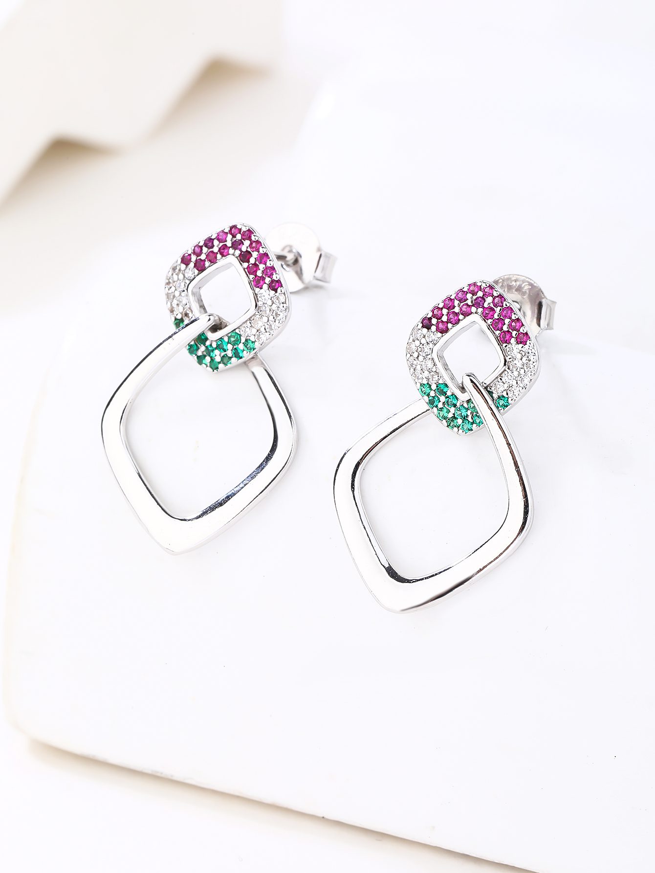 National Light Tricolor Geometric Earrings 2