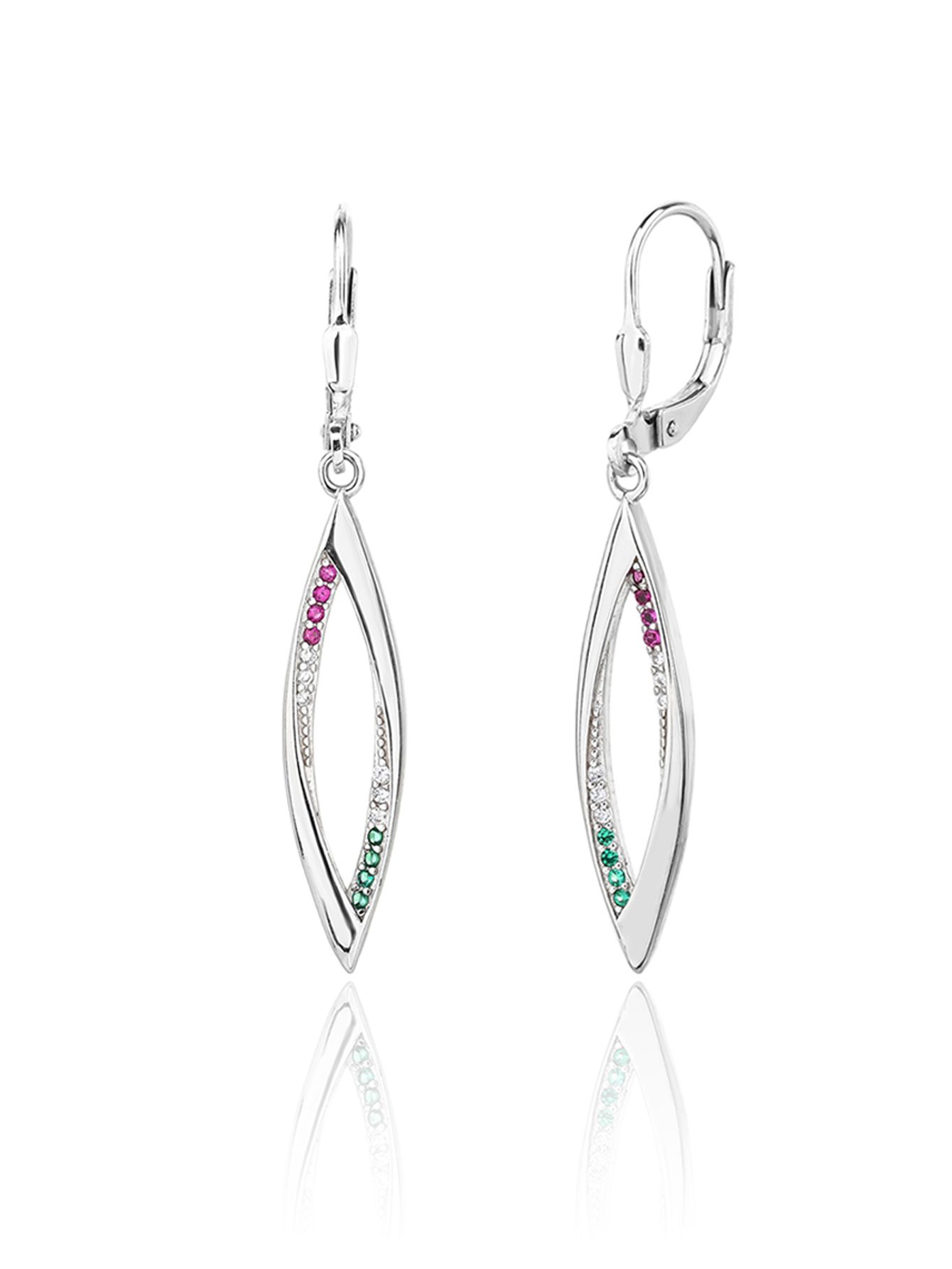 National Light Tricolor Set of Slender-Arched Pendant and Earrings 2