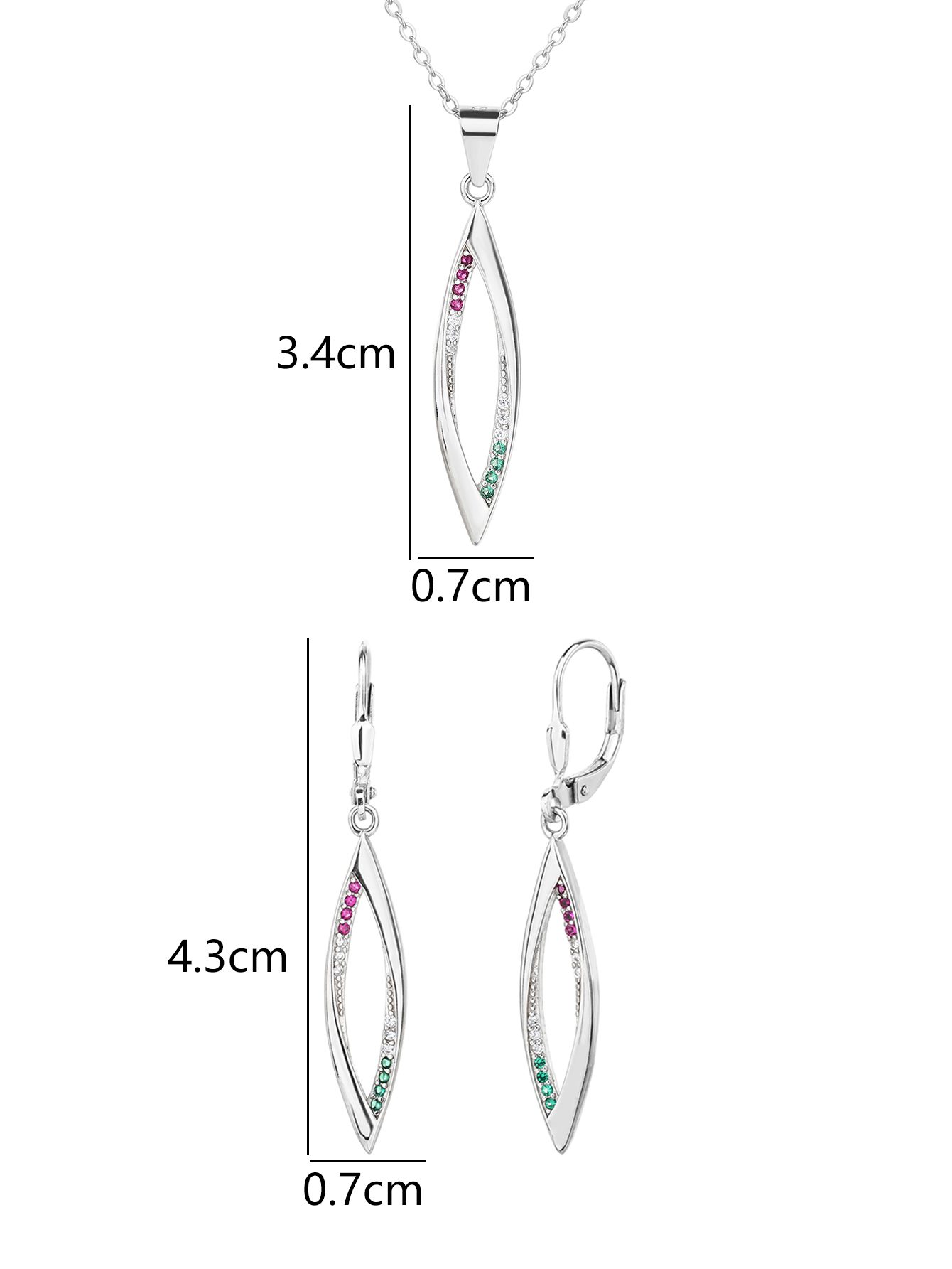 National Light Tricolor Set with Sleek-Curved Pendant and Earrings6