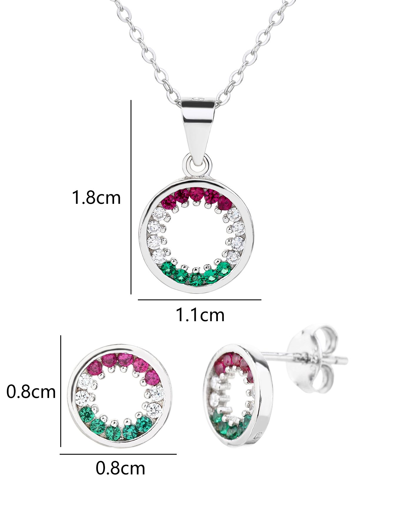 National Light Tricolor Circle Pendant and Earring Set 6