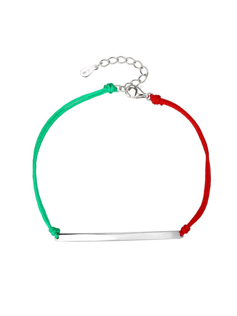 „Nemzeti Fény“ – Armband mit dreifarbiger Kordel und Silber, gravierbar, AG 925, rhodiniert
