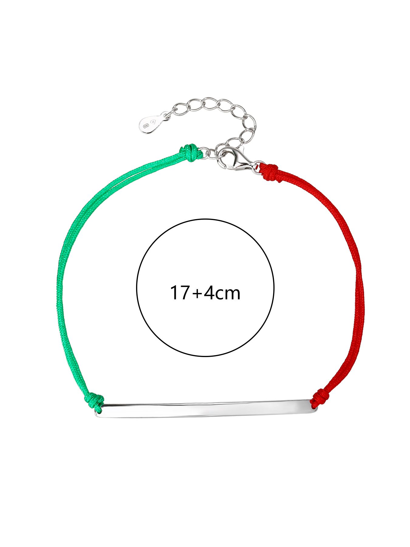 „Nationales Licht“ – Trikolor-Armband mit Kordel und gravierbarem Silberelement 4