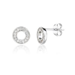 Circular white stone earrings with silver studs