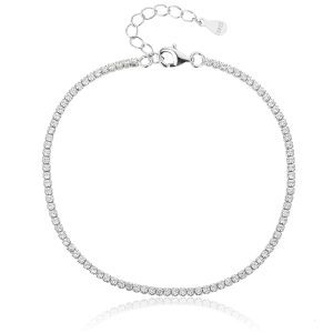Cirkónia köves teniszkarkötő , AG 925 ródiumozott ezüst (16,5 + 3,5 cm)