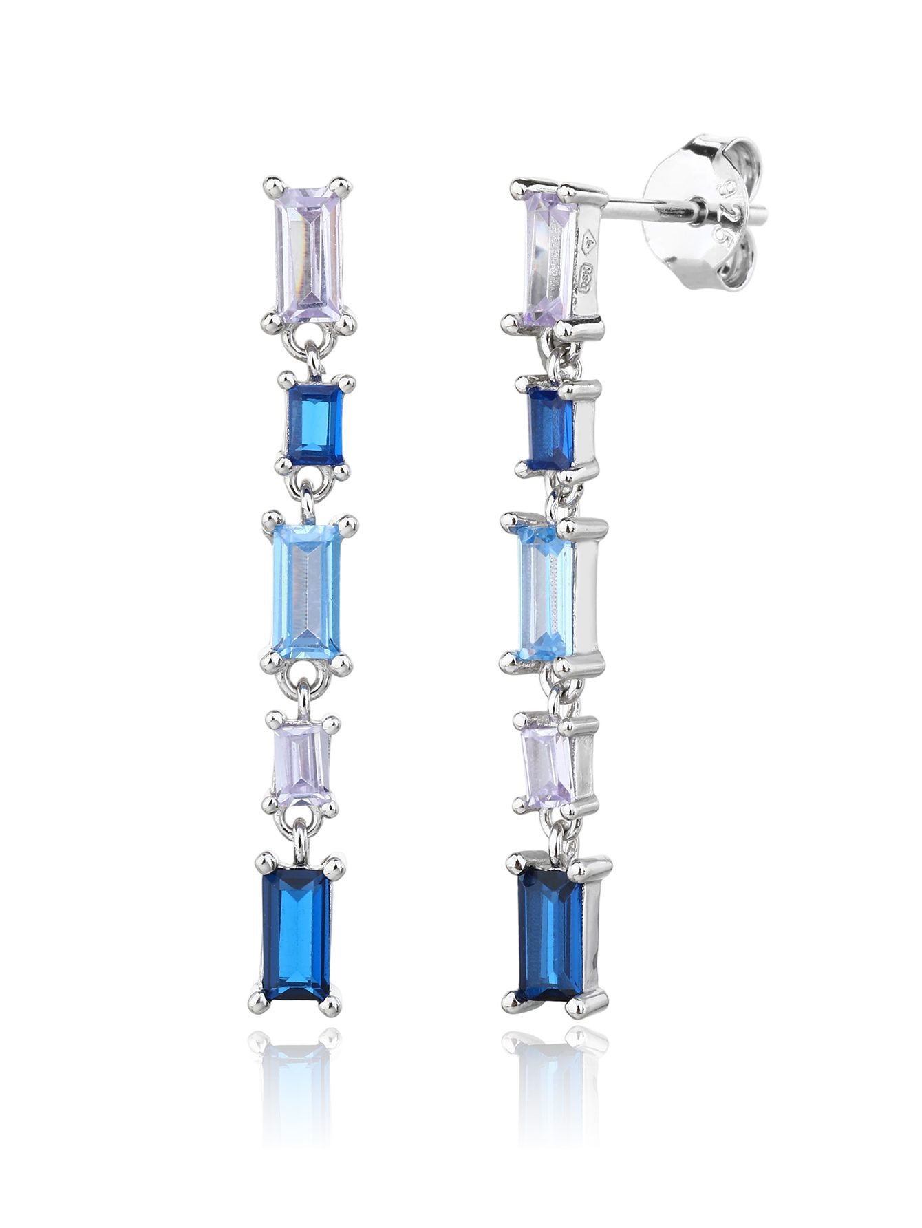 Colorful Baguette Stone Dangle Earrings 3