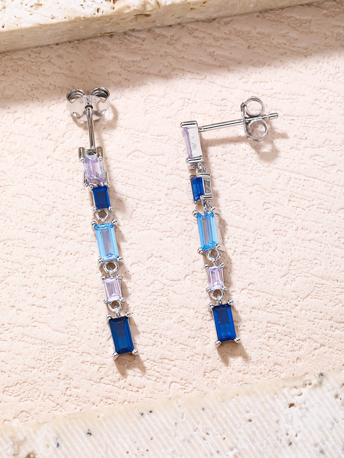 Colorful Baguette Stone Dangle Earrings 5