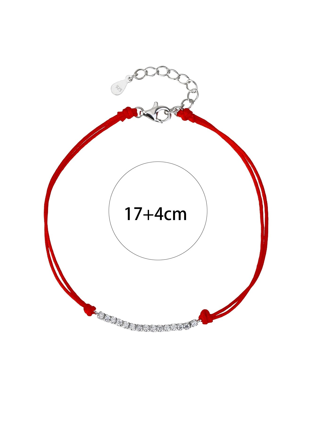 Red-Threaded Wristband to Accompany the Clock, Decorated with Zirconia Stones 2