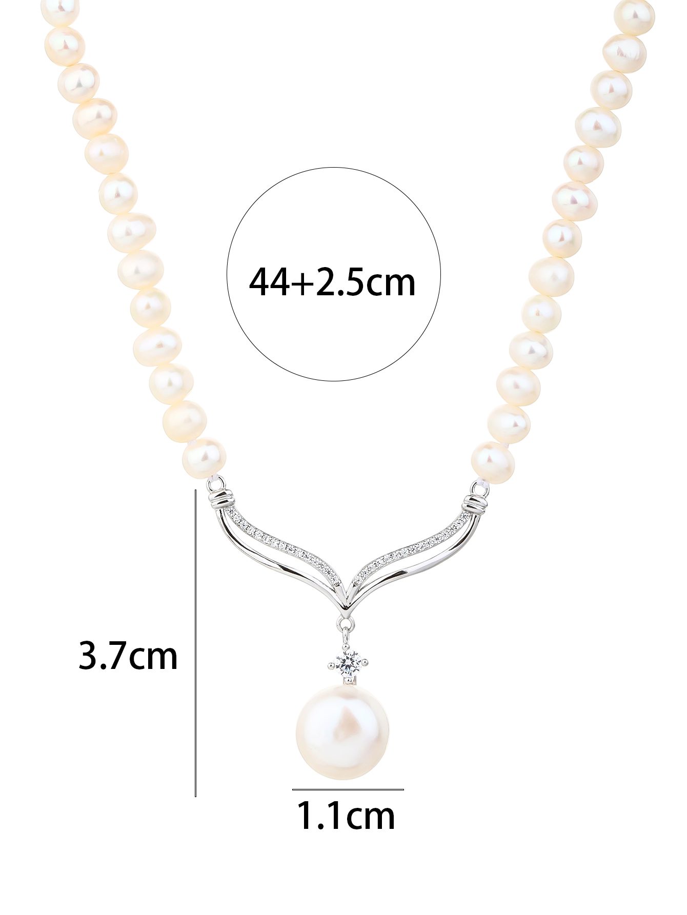 Pearl Necklace with Pendant and Zirconia Stones 2
