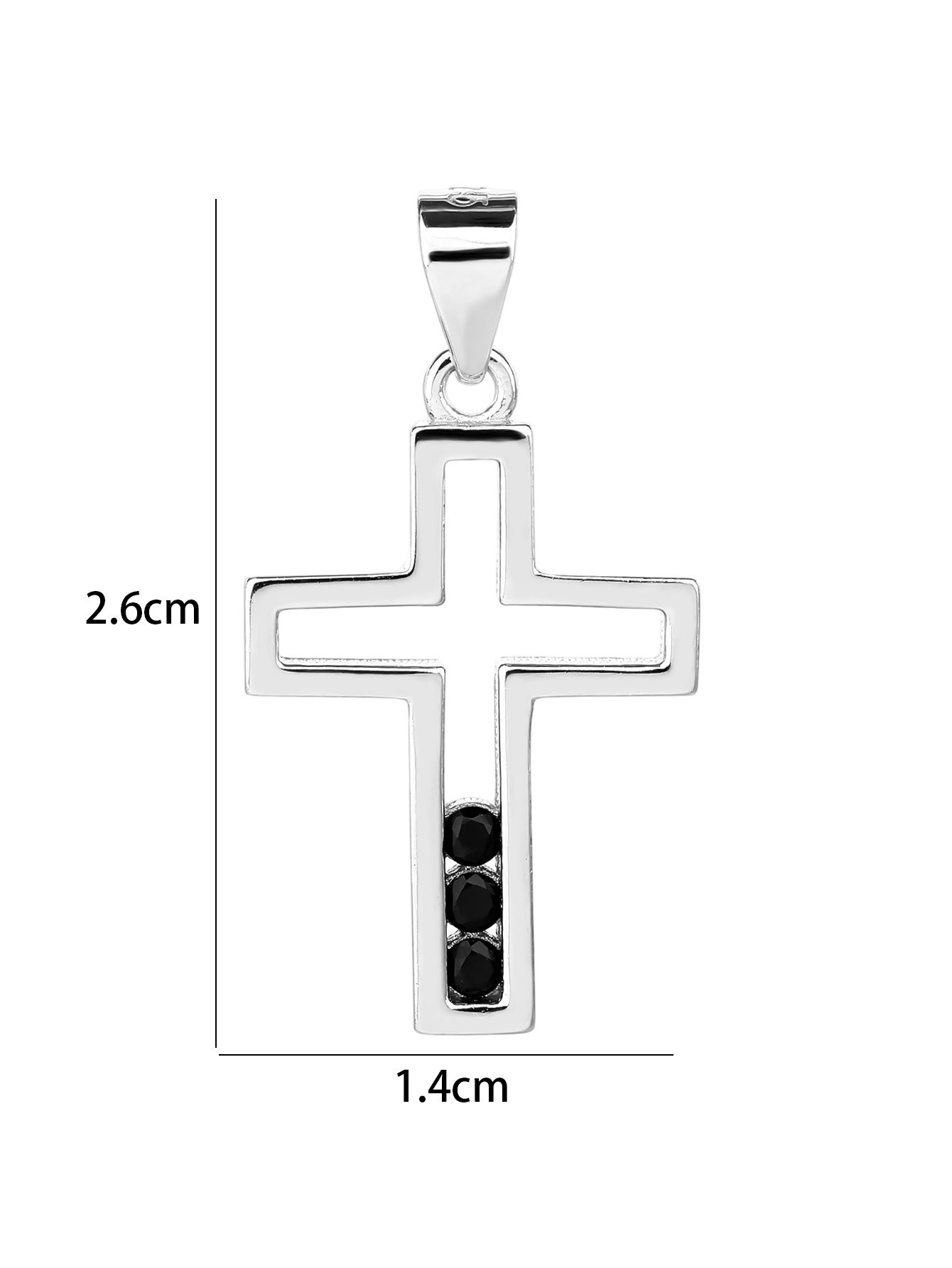Cross Pendant with Black Zirconia Stones 2