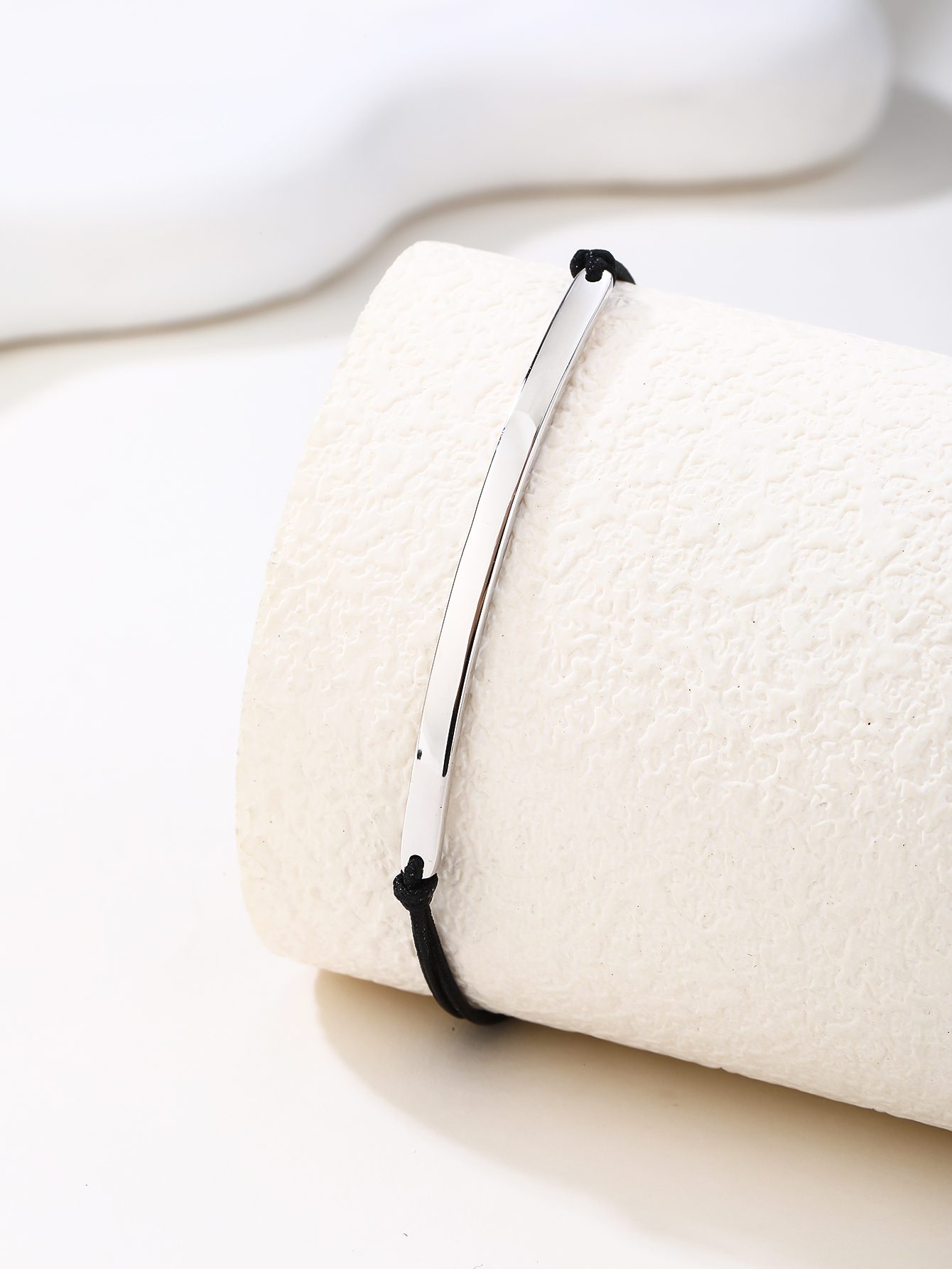 Minimalist silver watch bracelet with black cord 4