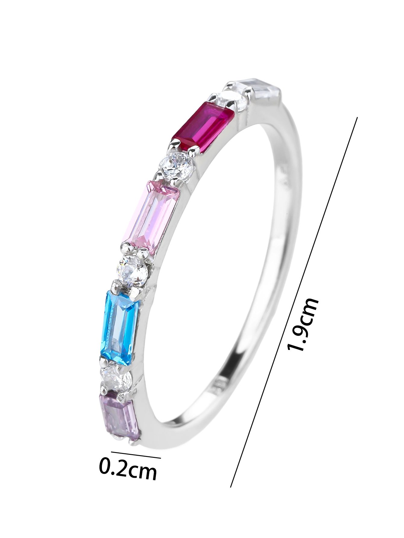 Silver Ring with Colorful Zirconia Stones_1