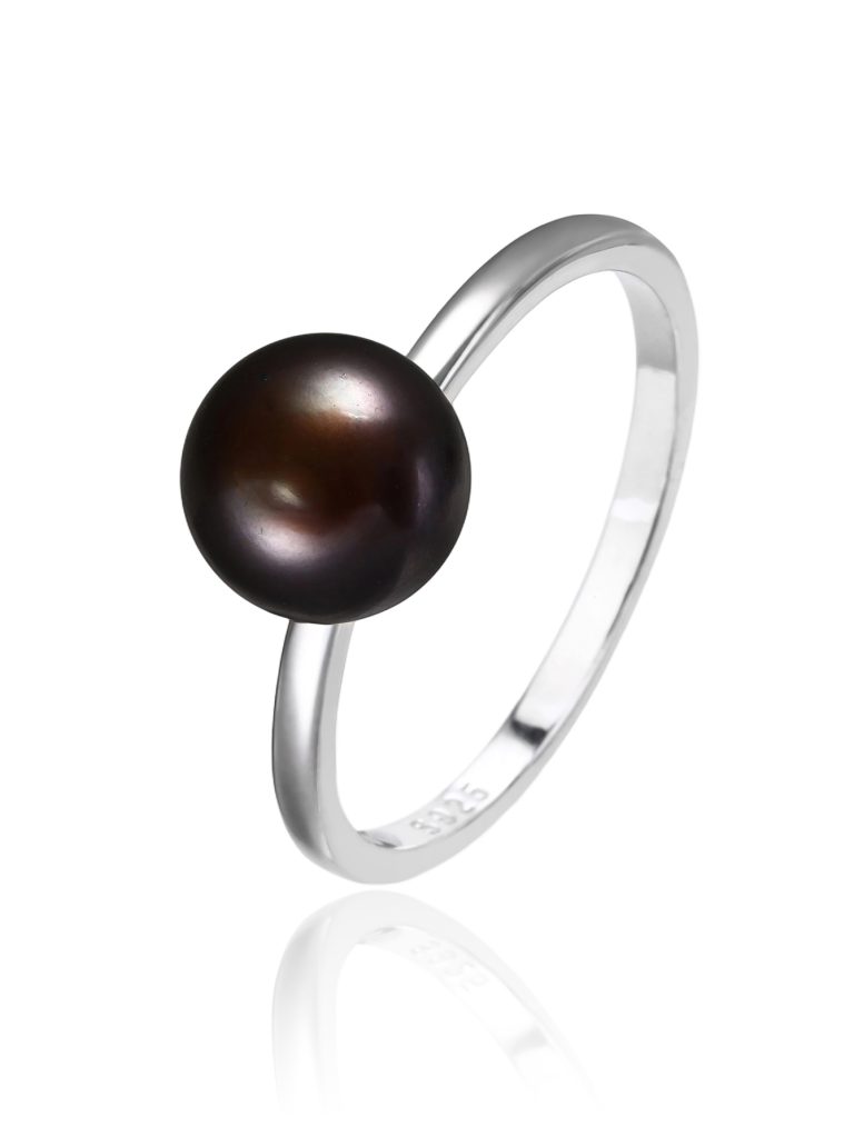 Black Cultured Freshwater Pearl Silver Ring