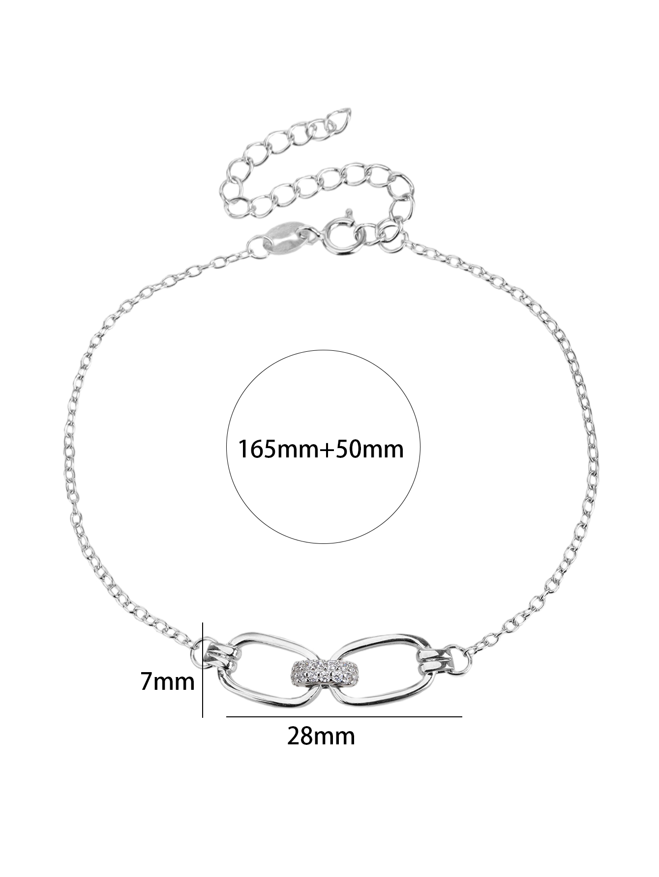 AG 925 ezüst design anker szemes karkötő cirkóniákkal, ródium bevonattal 5