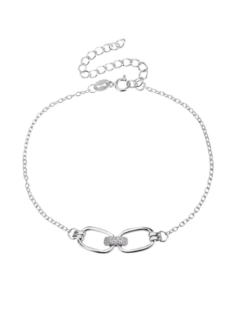 Armband aus 925er Silber im Anker-Design mit Zirkonia-Steinen und Rhodiumbeschichtung
