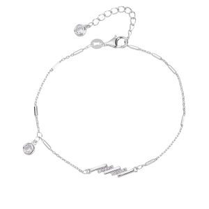 AG 925 silver geometric bracelet with cubic zirconia, rhodium-plated