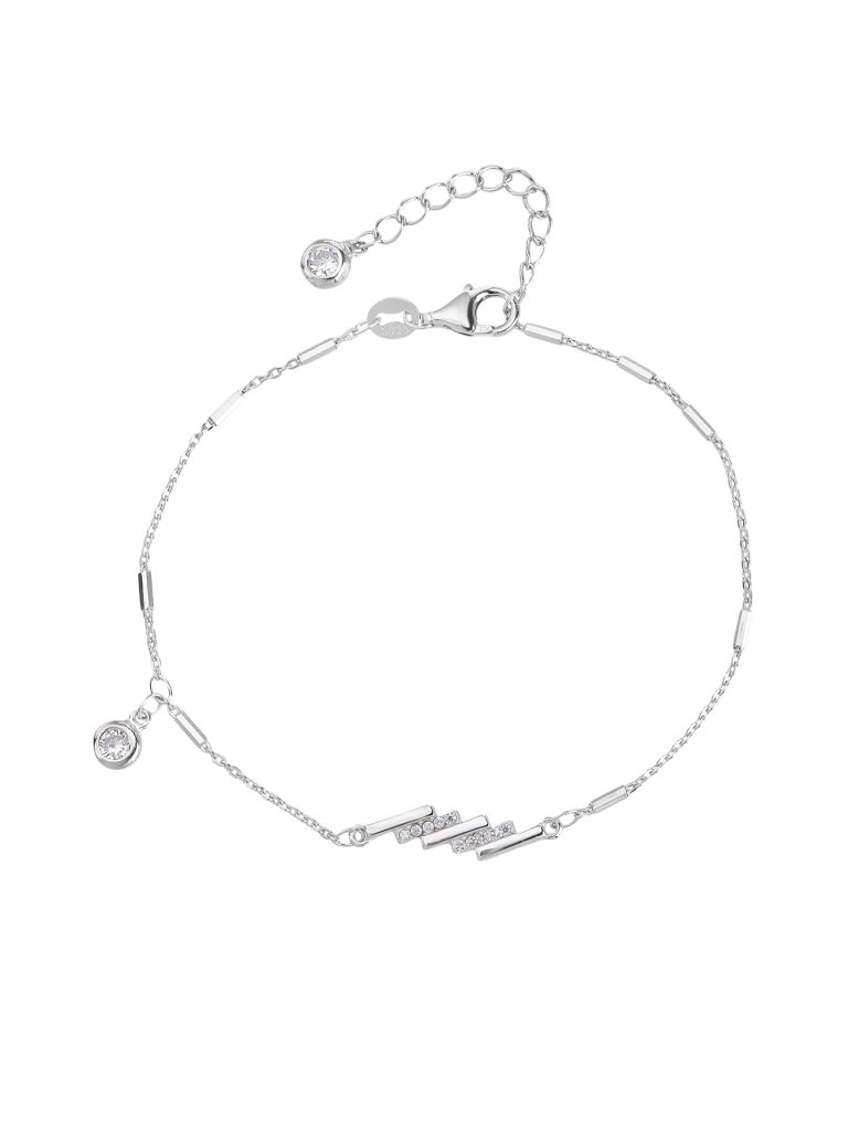 AG 925 silver geometric bracelet with cubic zirconia, rhodium-plated