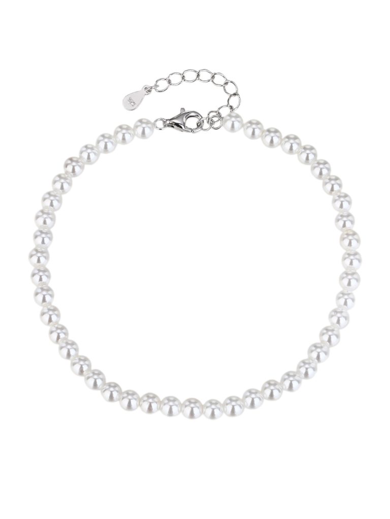 AG 925 silver shell bead bracelet, rhodium-plated