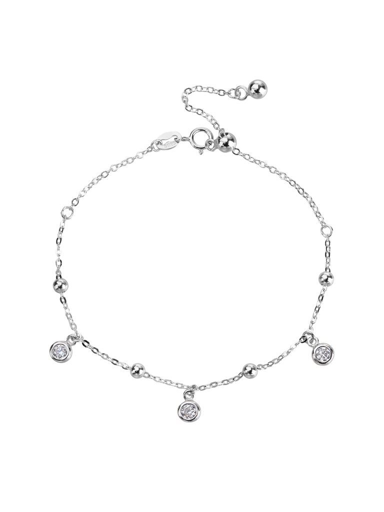 Armband aus 925er Silber mit Zirkonia-Anhängern, rhodiniert