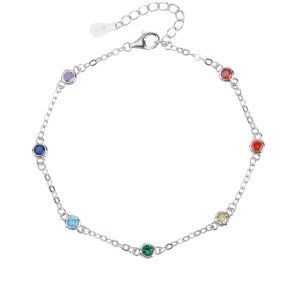 Armband aus 925er Silber mit Regenbogen-Zirkonia, rhodiniert