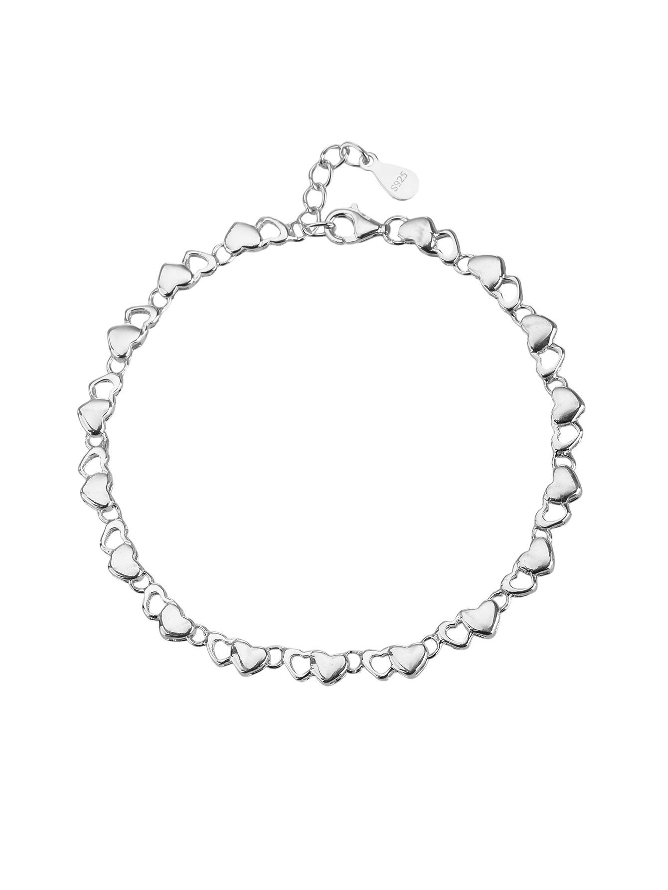 AG 925 silver solid-link bracelet with rhodium plating
