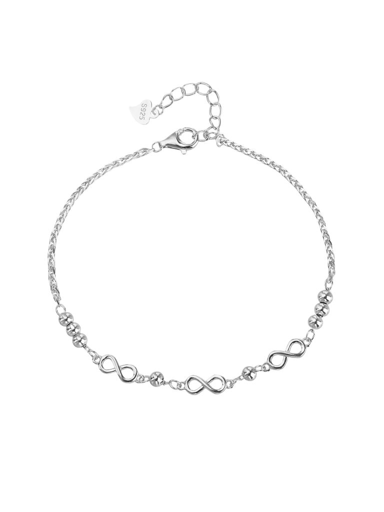 Armband aus 925er Silber in Endlosform, rhodiniert