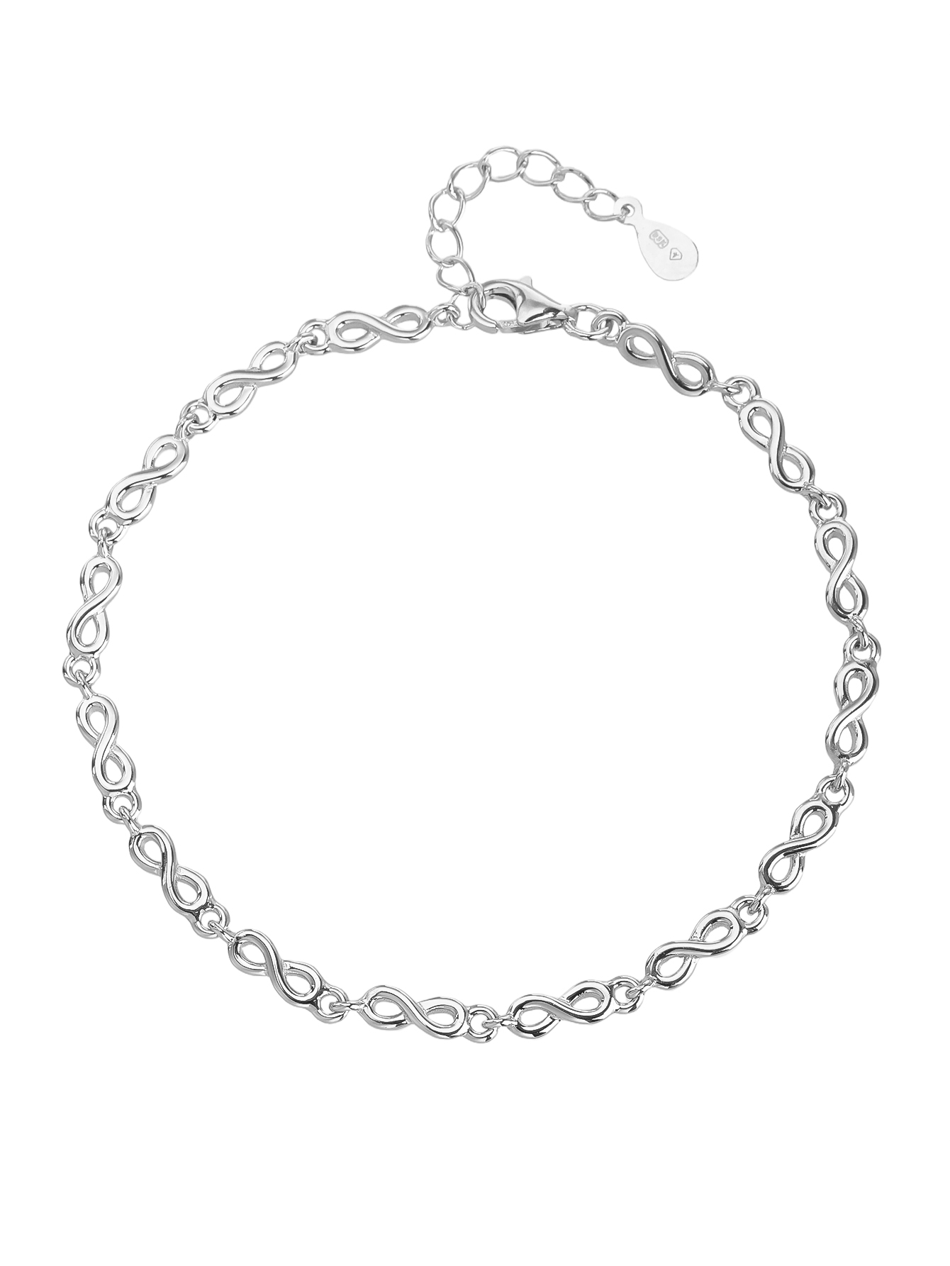 AG 925 ezüst végtelen mintás karkötő, ródium bevonattal (minimalista)