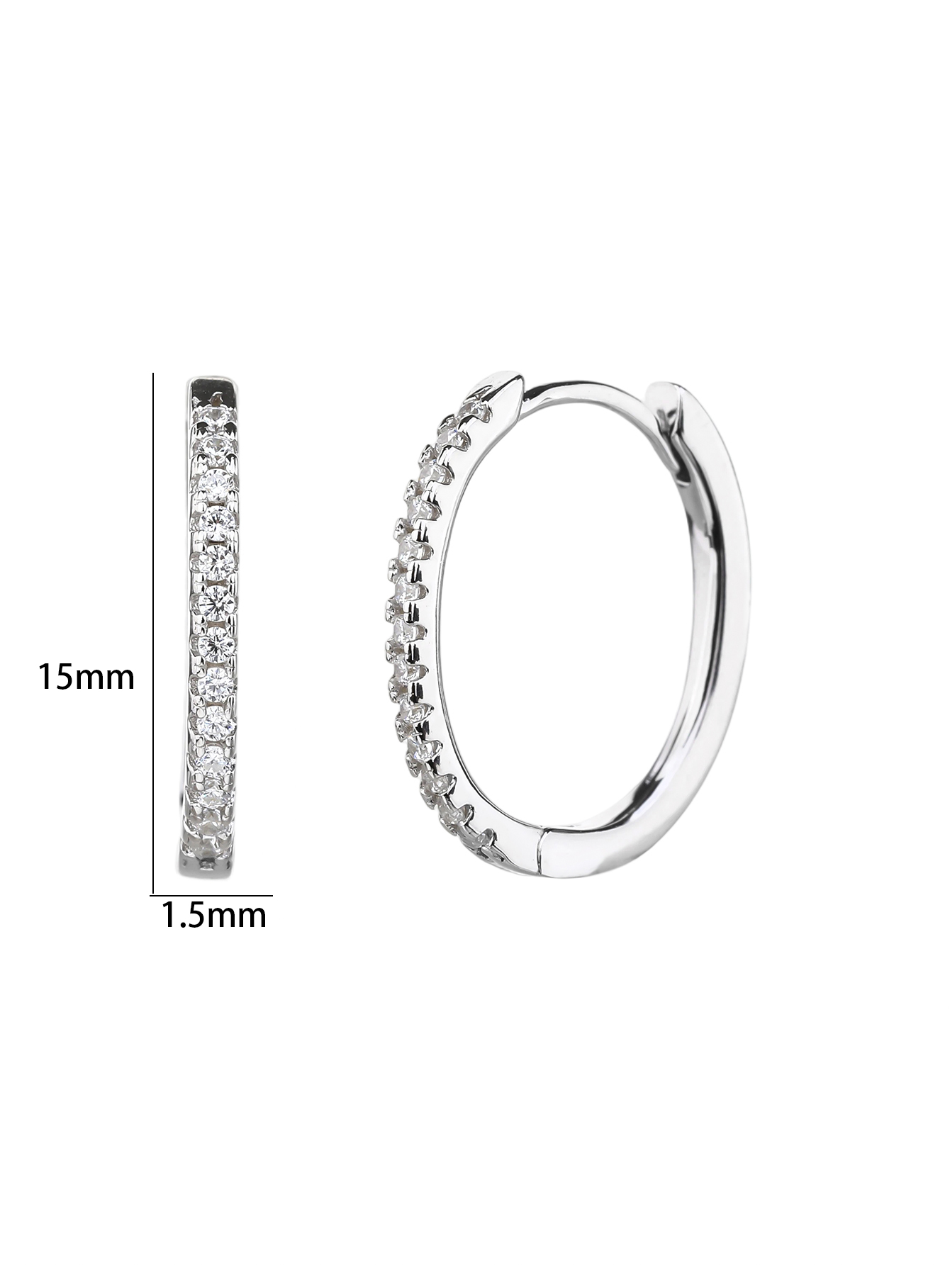 Silver hoop earrings with zirconia, rhodium-plated 5