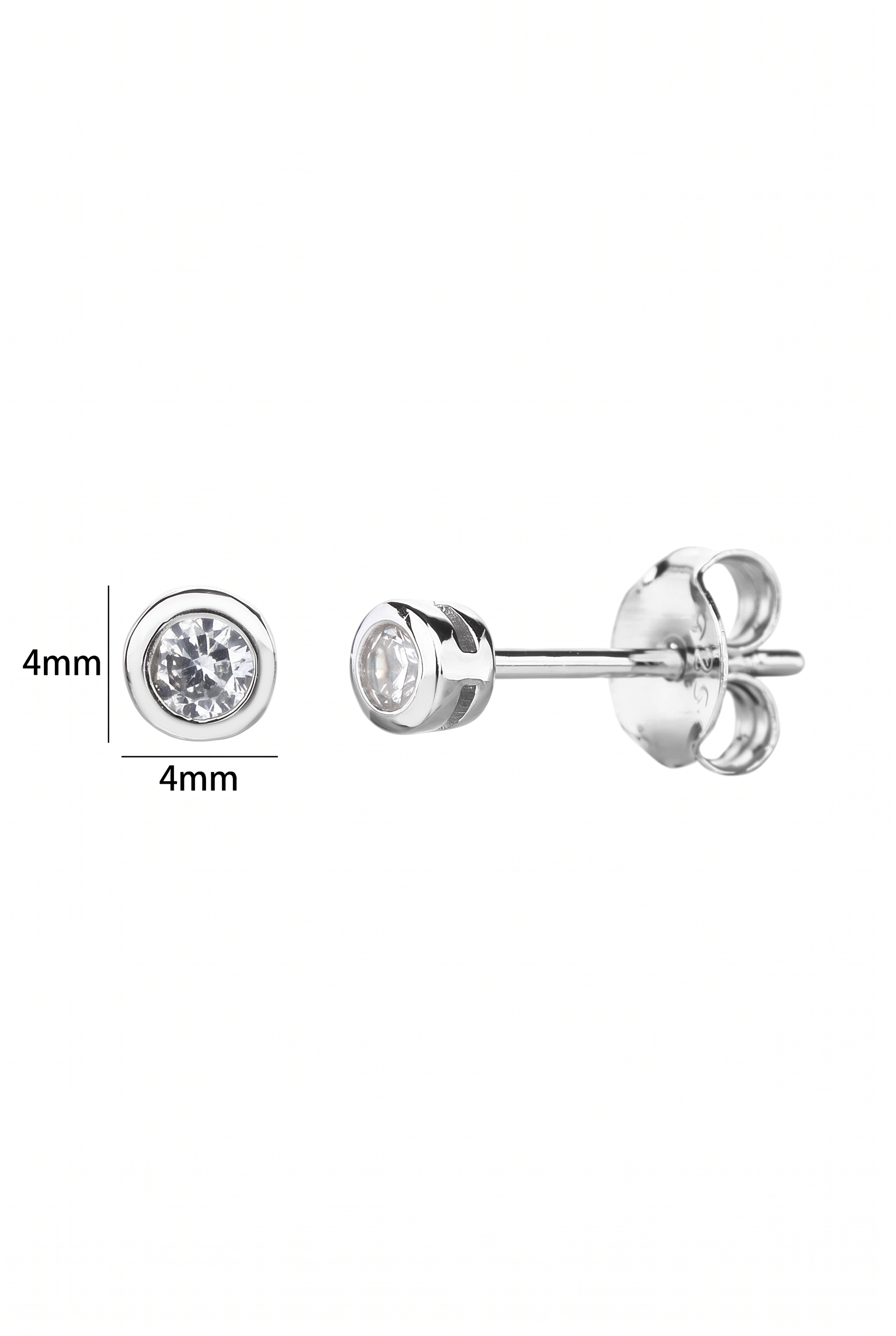Silver zirconia stud earrings with rhodium plating 1