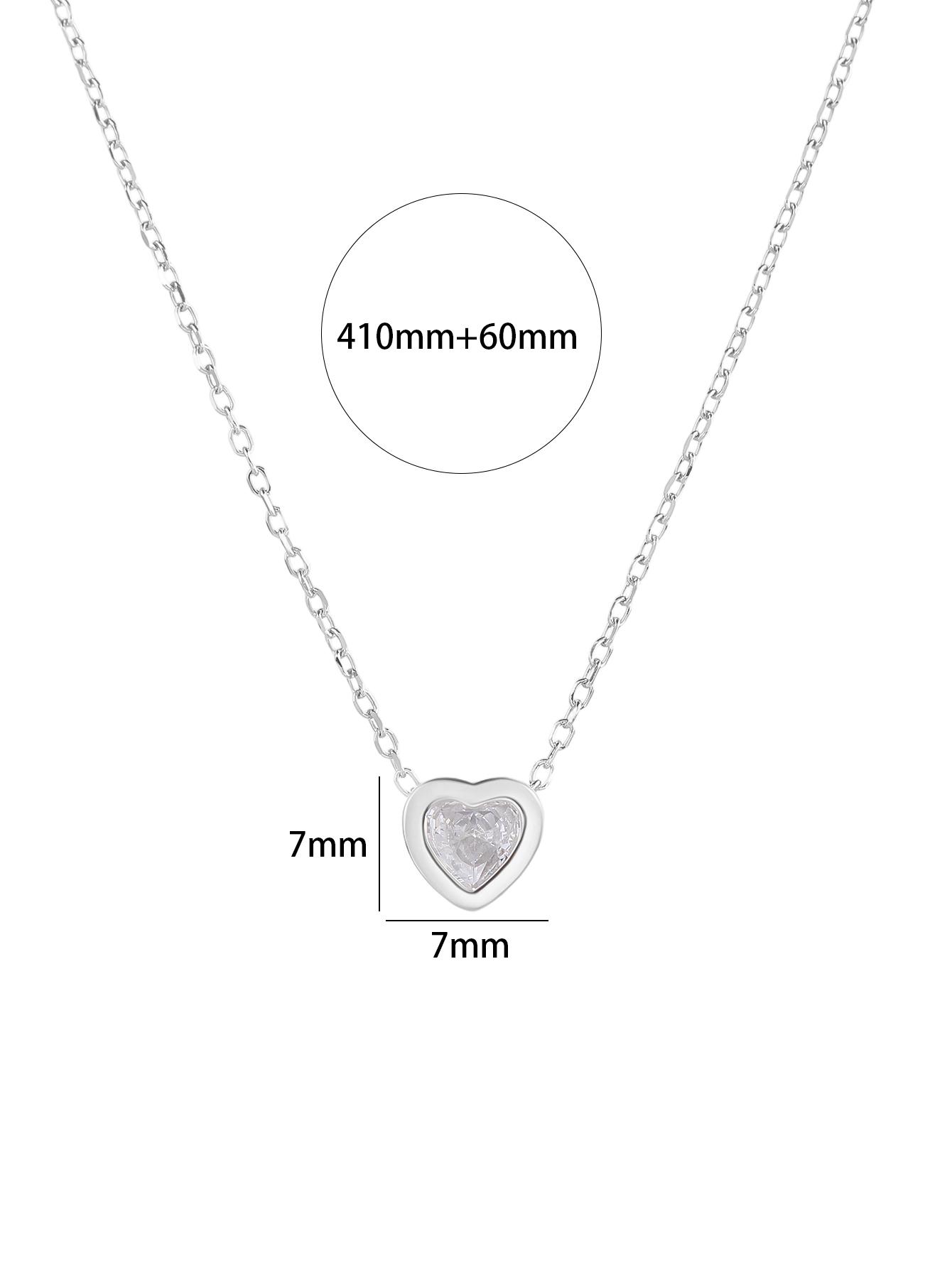 Silver heart-shaped zirconia necklace, rhodium-plated 4